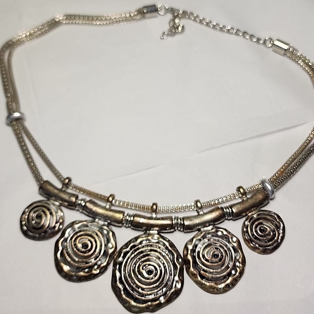 Tribal Patina finish Collar Spiral Necklace Previously Loved.